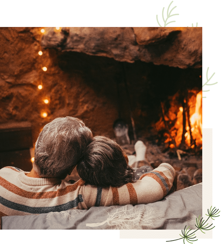 Couple in Front of Staone Fireplace